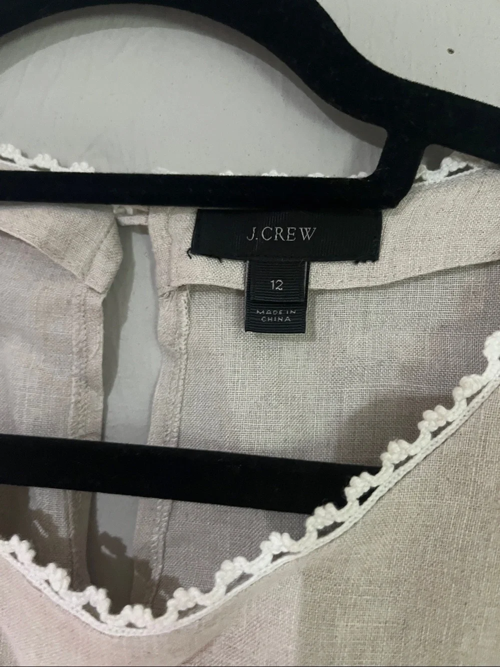 J.Crew Linen Pom-Pom Fringe Long Sleeve Blouse